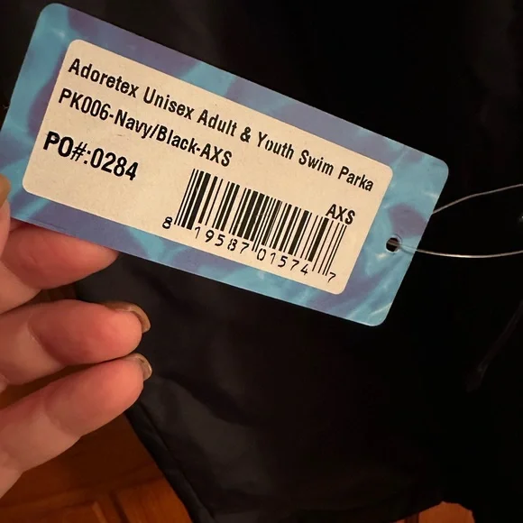 Navy hooded swim parka in adult XS from Adoretex New With Tags - Picture 2 of 5